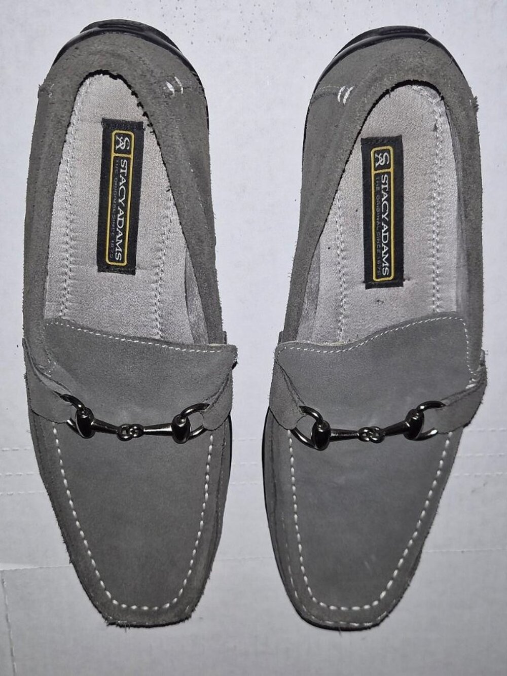 PRISTINE STACY ADAMS MEN'S OLIVE GREEN SUEDE MOC TOE LOAFERS 24701-061 SZ 9.5 M